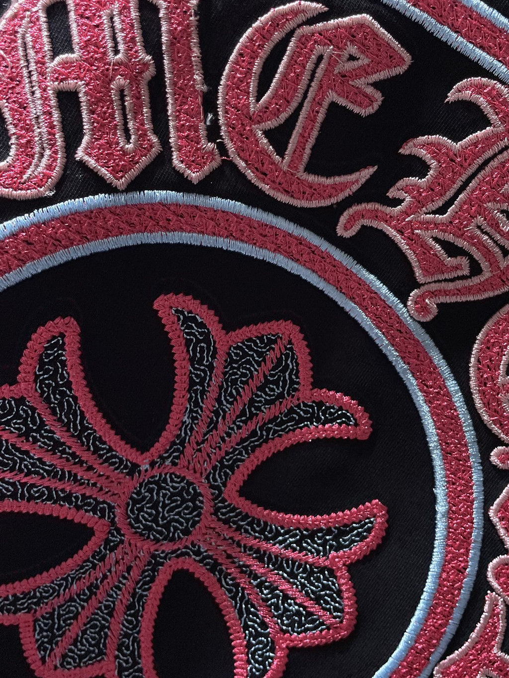 Red & Blue Embroidered Horse Shoe Logo Black T-Shirt™