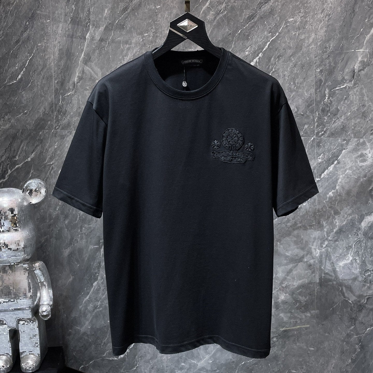 Black Embroidered Logos Black T-Shirt™