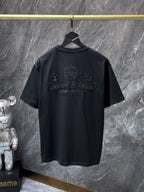 Black Embroidered Logos Black T-Shirt™
