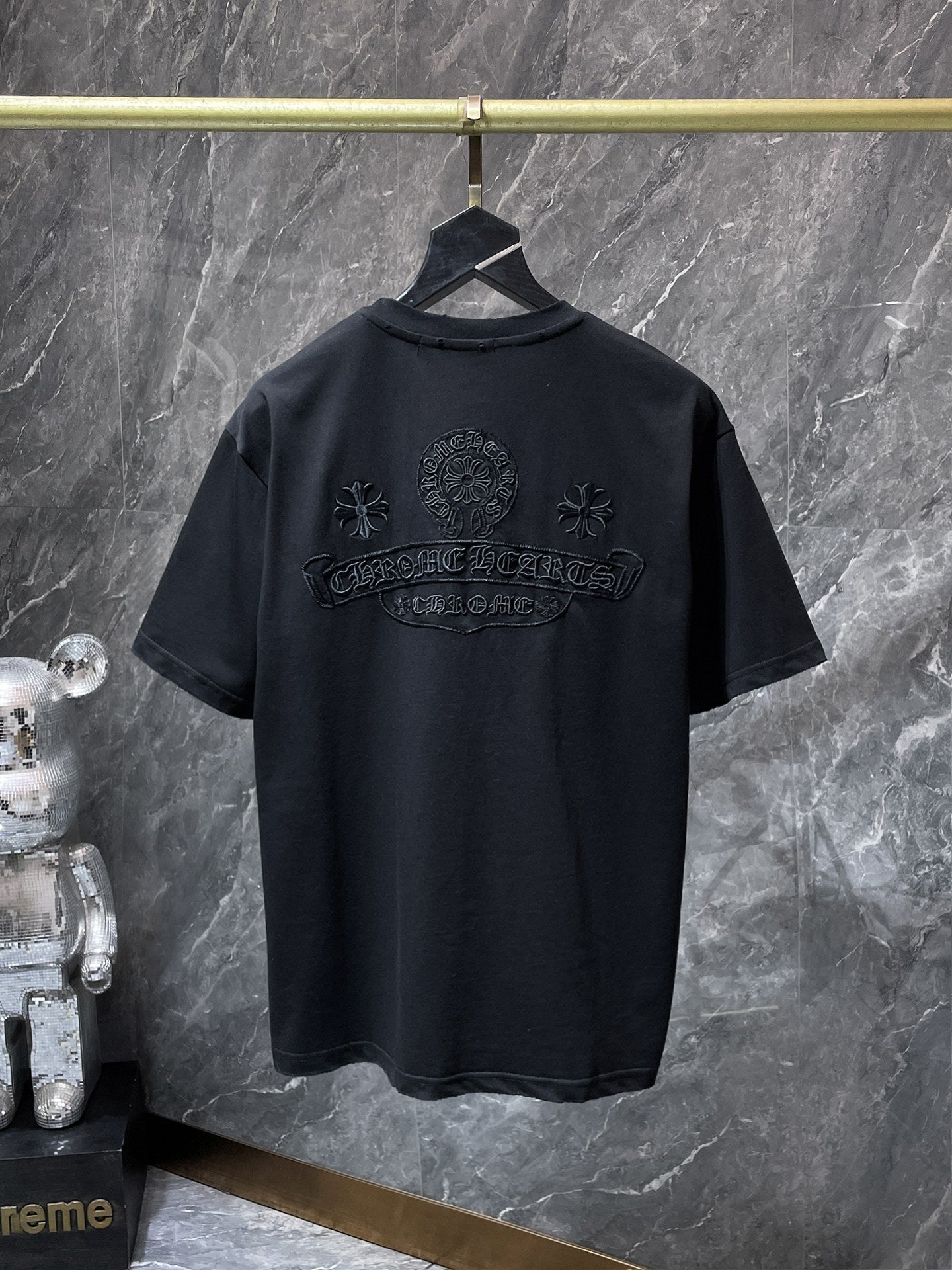 Black Embroidered Logos Black T-Shirt™