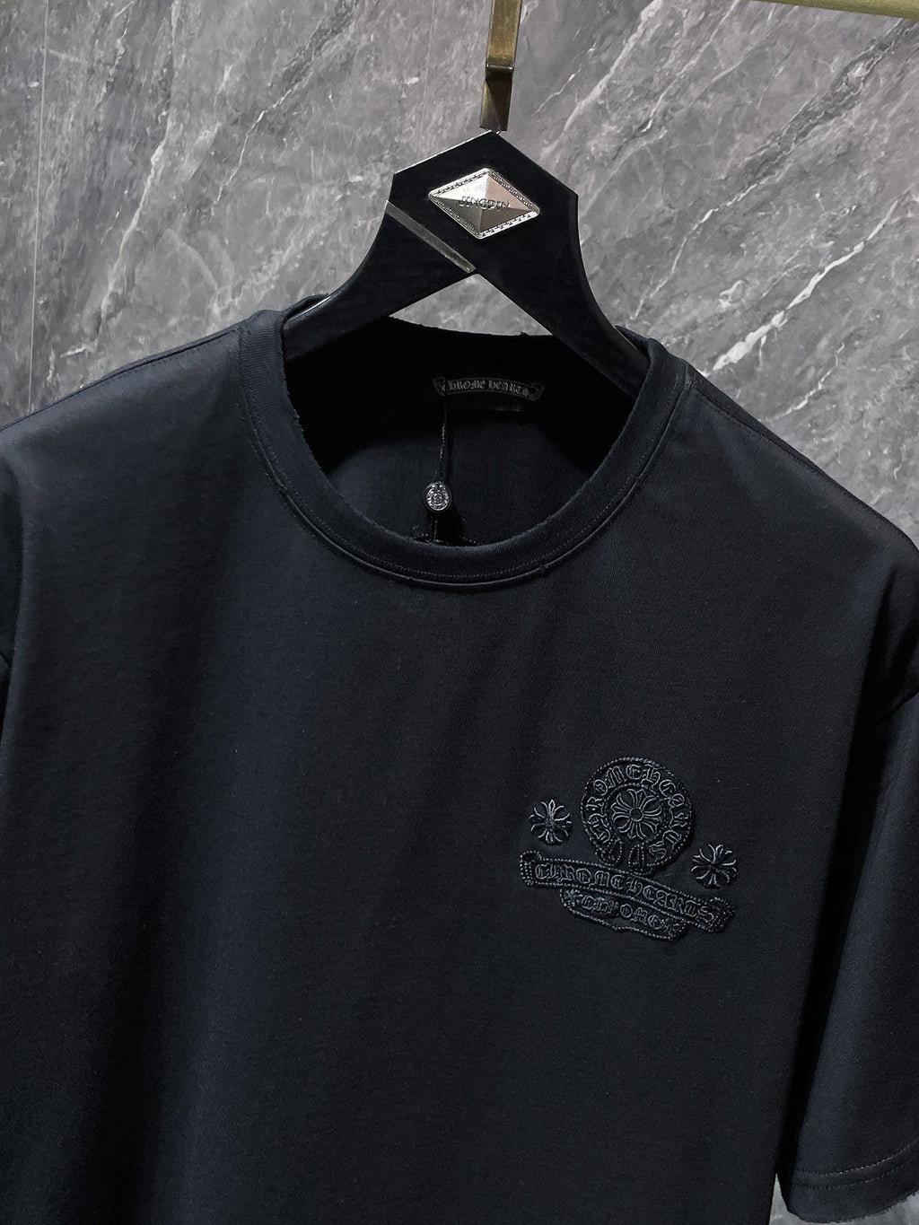 Black Embroidered Logos Black T-Shirt™