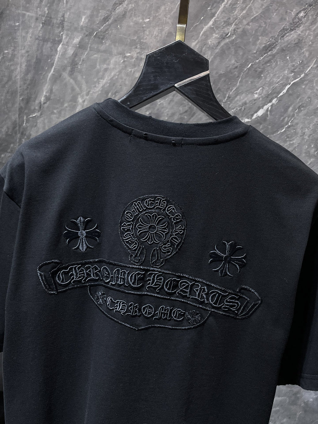 Black Embroidered Logos Black T-Shirt™