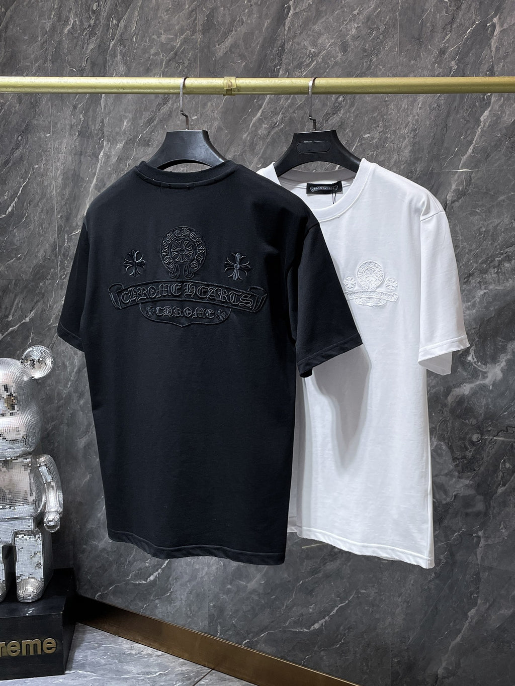 White Embroidered Logos White T-Shirt™