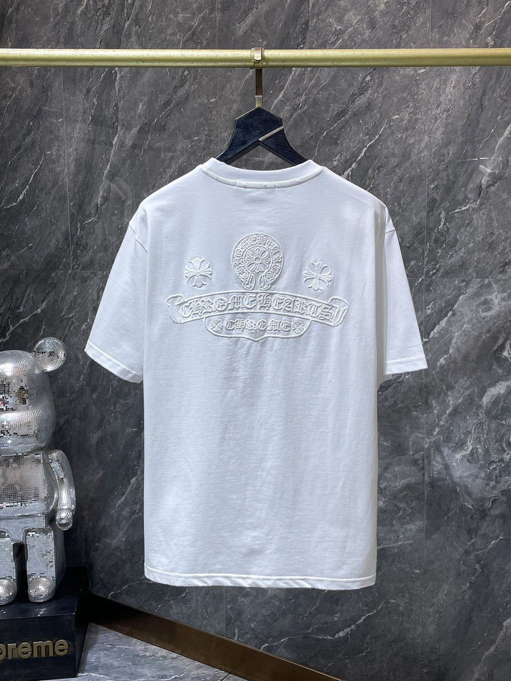 White Embroidered Logos White T-Shirt™
