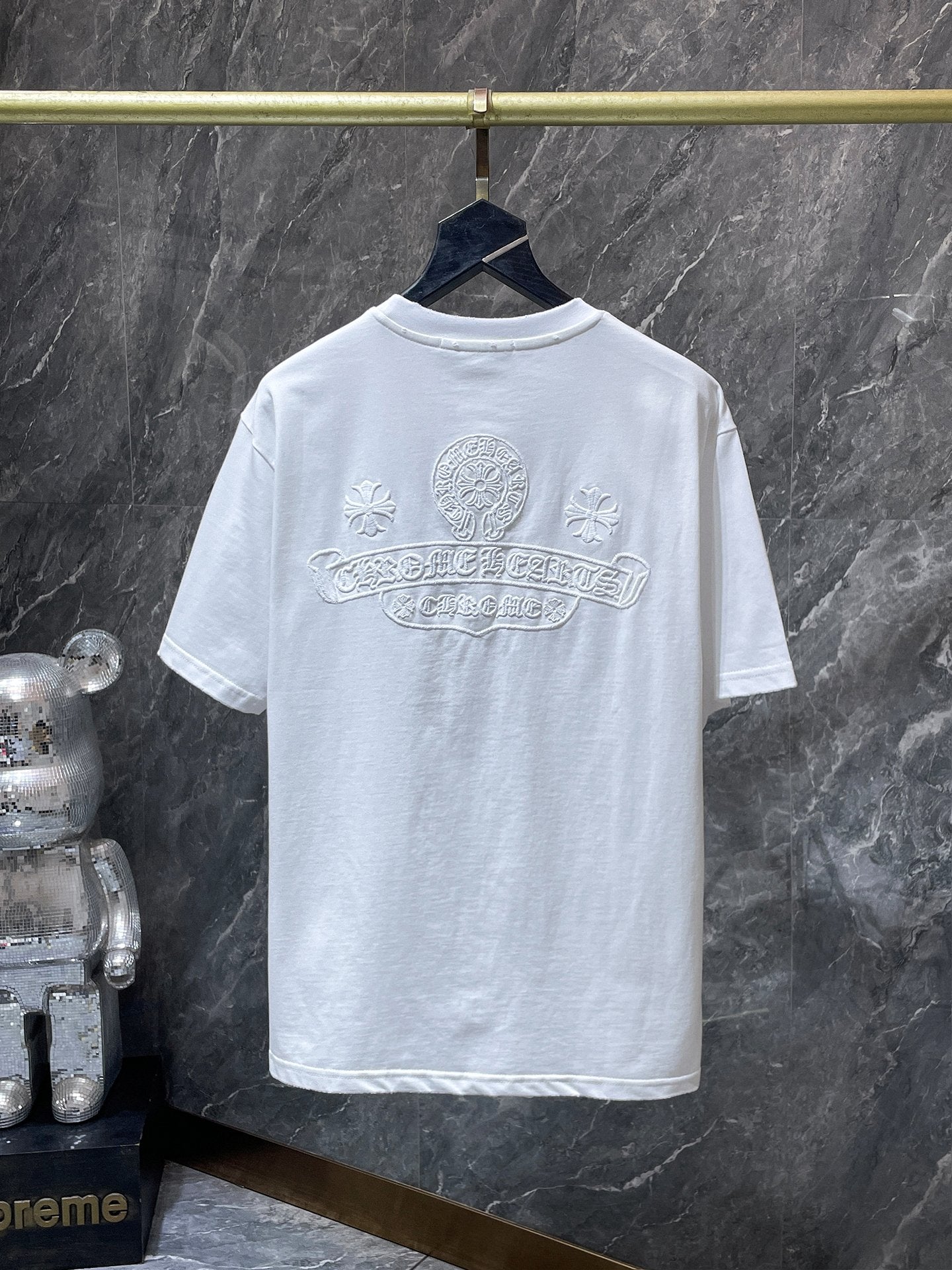 White Embroidered Logos White T-Shirt™