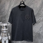 White Paint Drip Horse Shoe Logo Black T-Shirt™