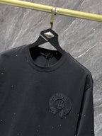 White Paint Drip Horse Shoe Logo Black T-Shirt™