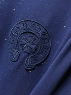 White Paint Drip Horse Shoe Logo Navy T-Shirt™