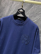 White Paint Drip Horse Shoe Logo Navy T-Shirt™
