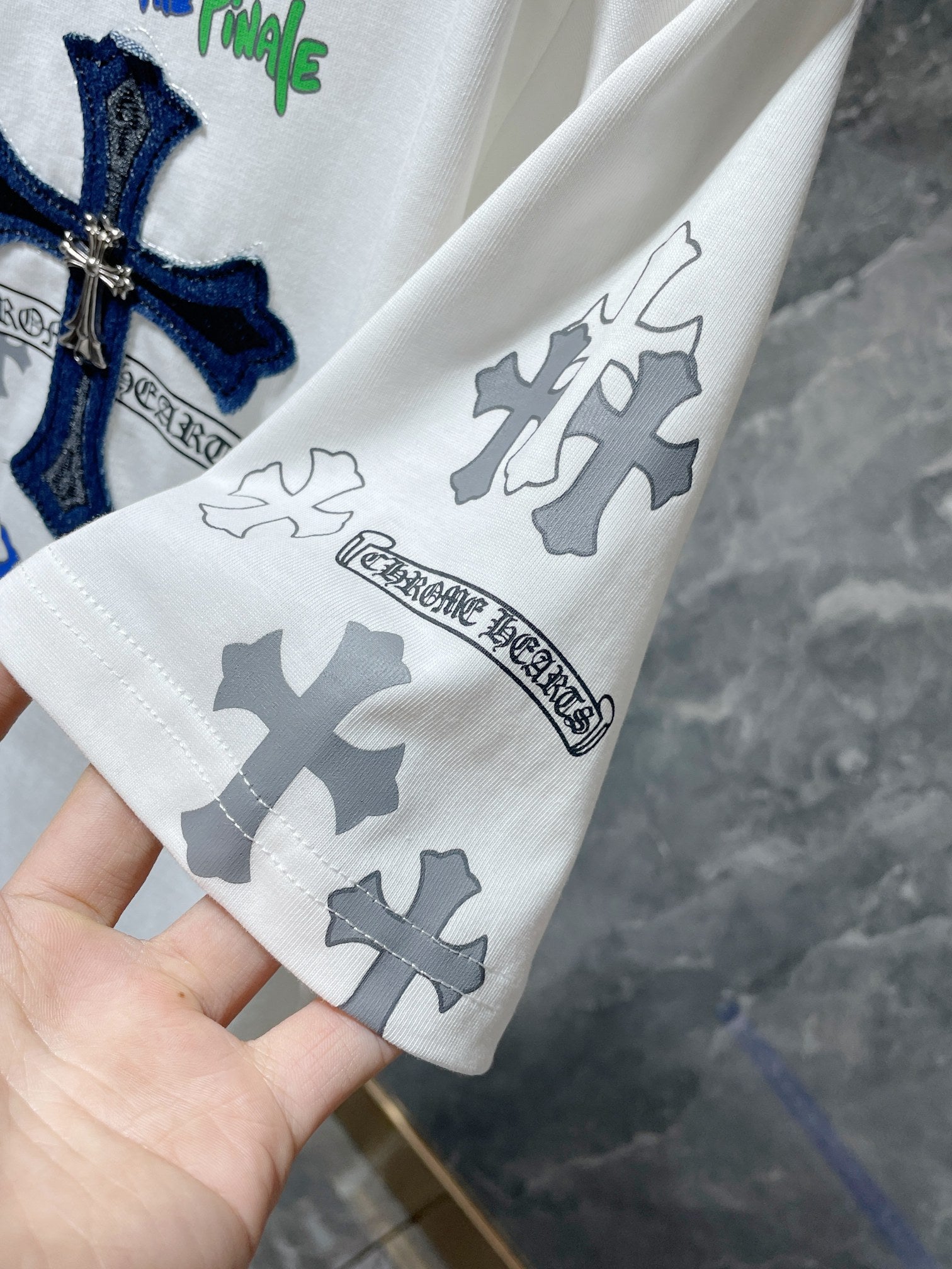 Denim Cross White T-Shirt™