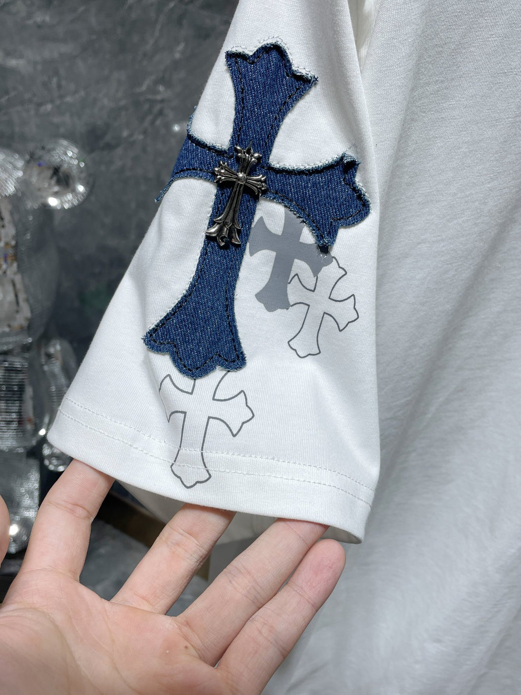 Denim Cross White T-Shirt™