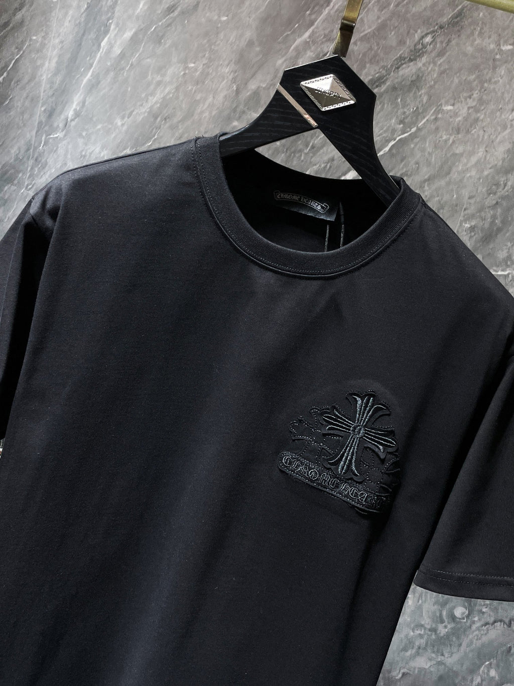 Embroidered Crosses Patch Black T-Shirt™