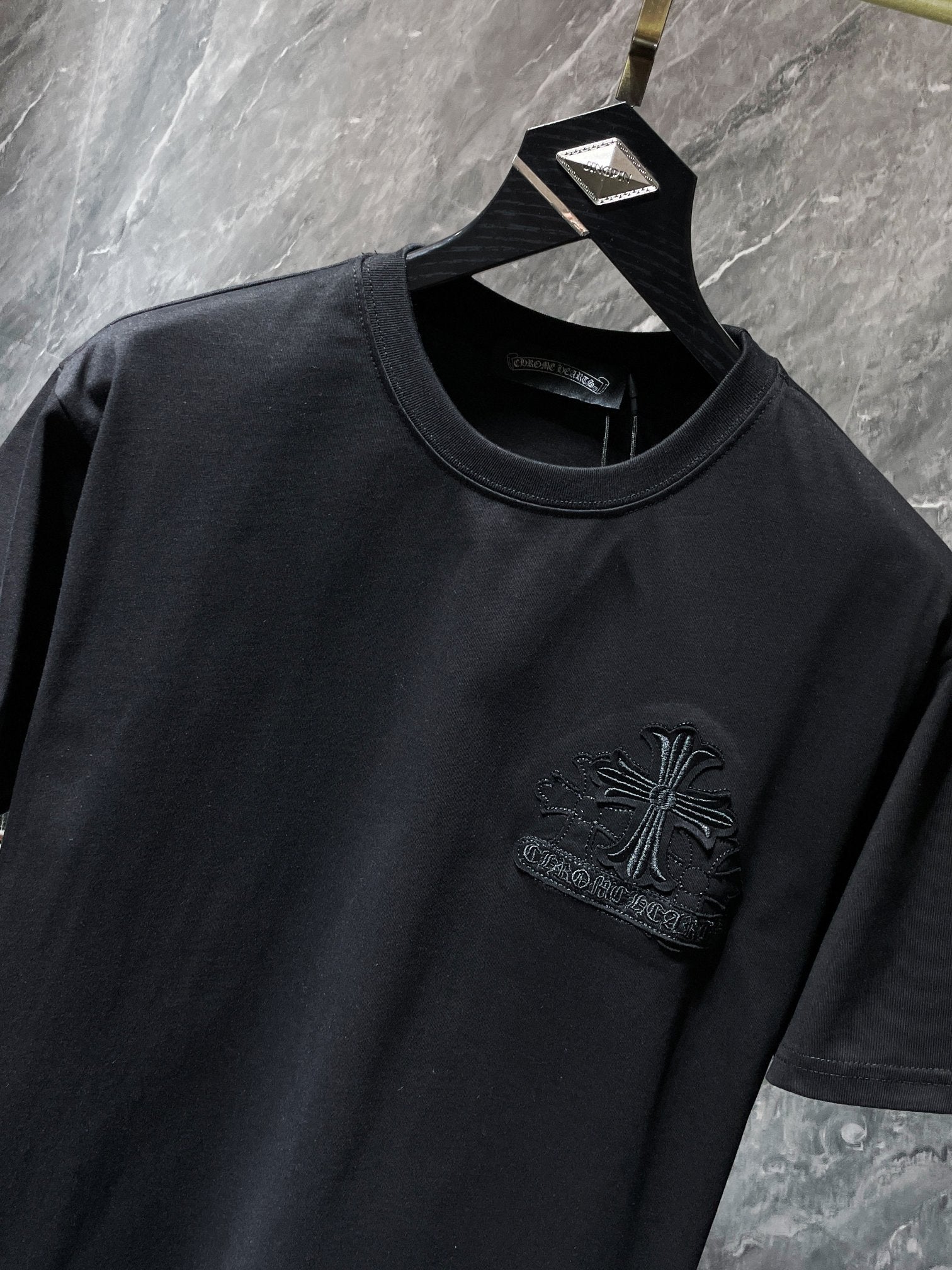 Embroidered Crosses Patch Black T-Shirt™