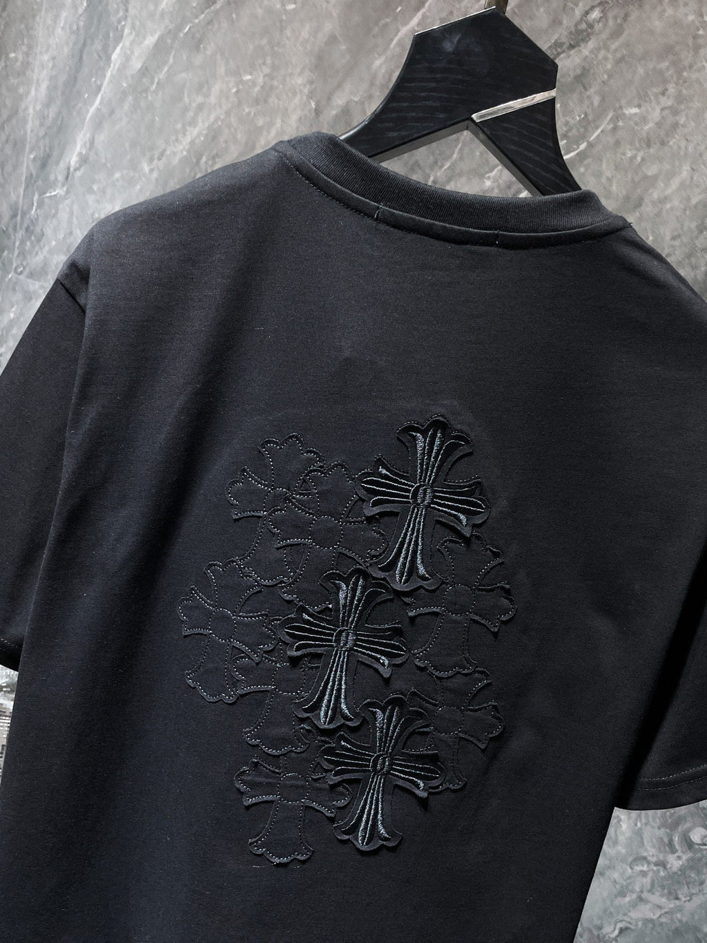 Embroidered Crosses Patch Black T-Shirt™