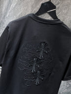 Embroidered Crosses Patch Black T-Shirt™