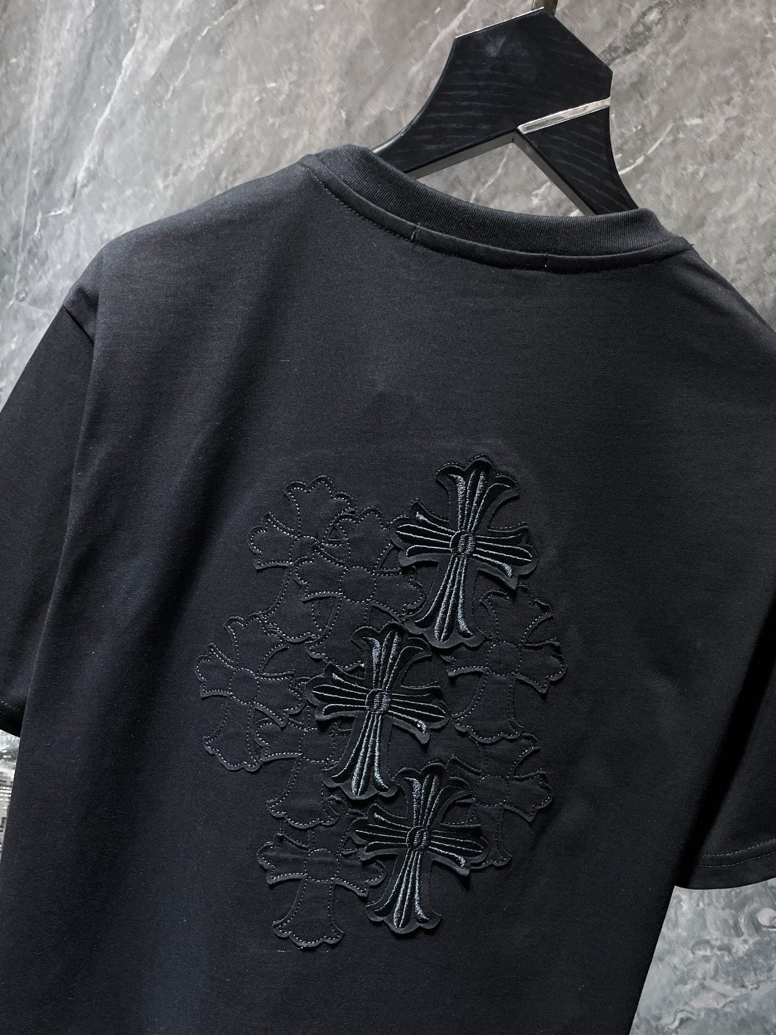 Embroidered Crosses Patch Black T-Shirt™