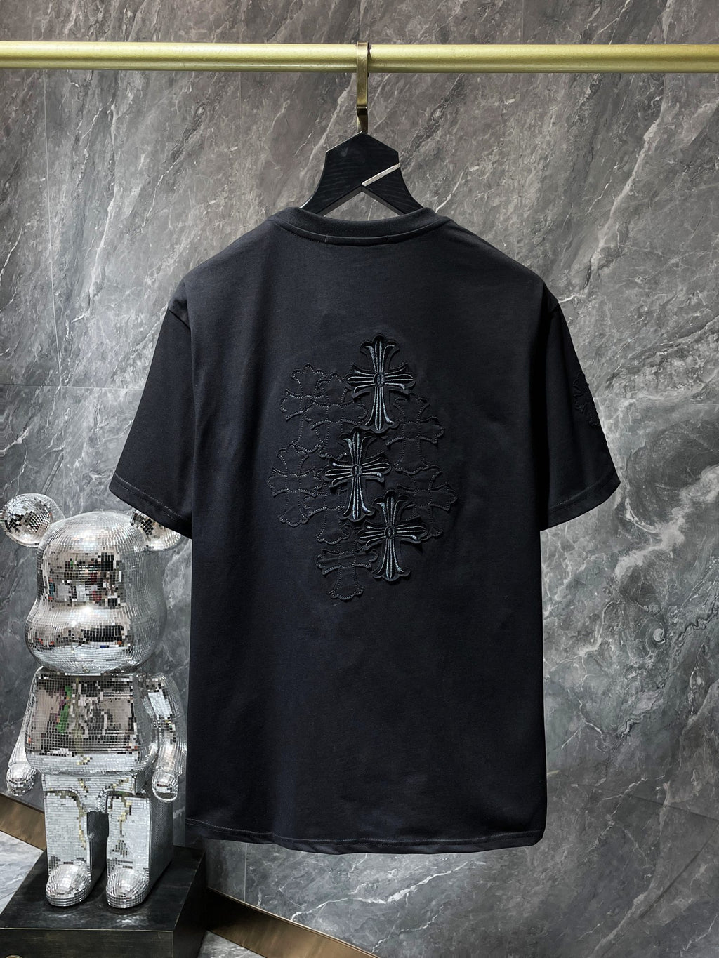 Embroidered Crosses Patch Black T-Shirt™