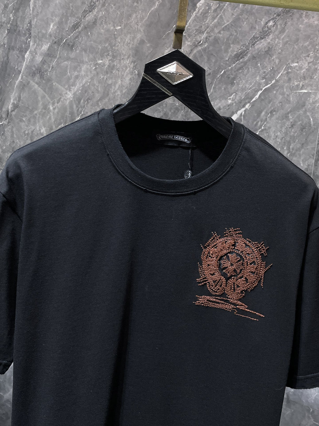 Brown Embroidered Horse Shoe Logo Black T-Shirt™