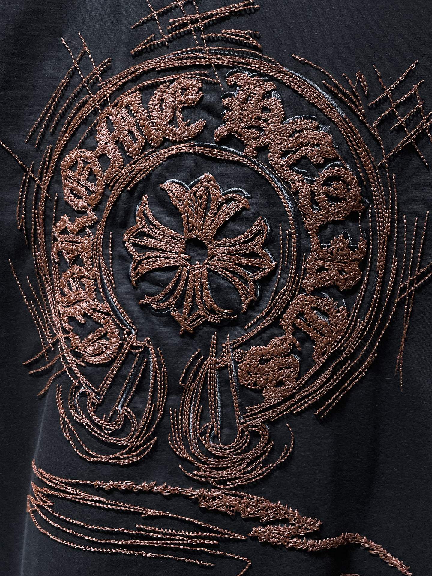 Brown Embroidered Horse Shoe Logo Black T-Shirt™