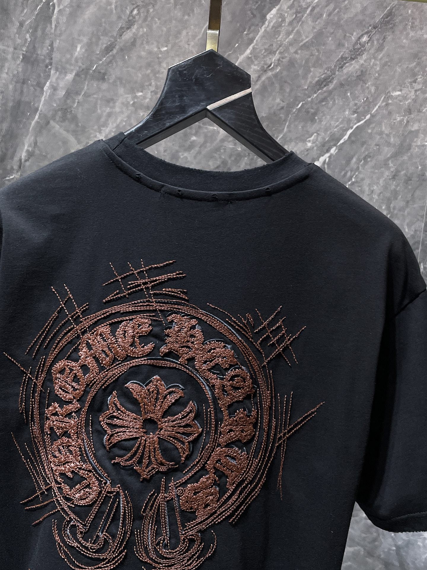 Brown Embroidered Horse Shoe Logo Black T-Shirt™