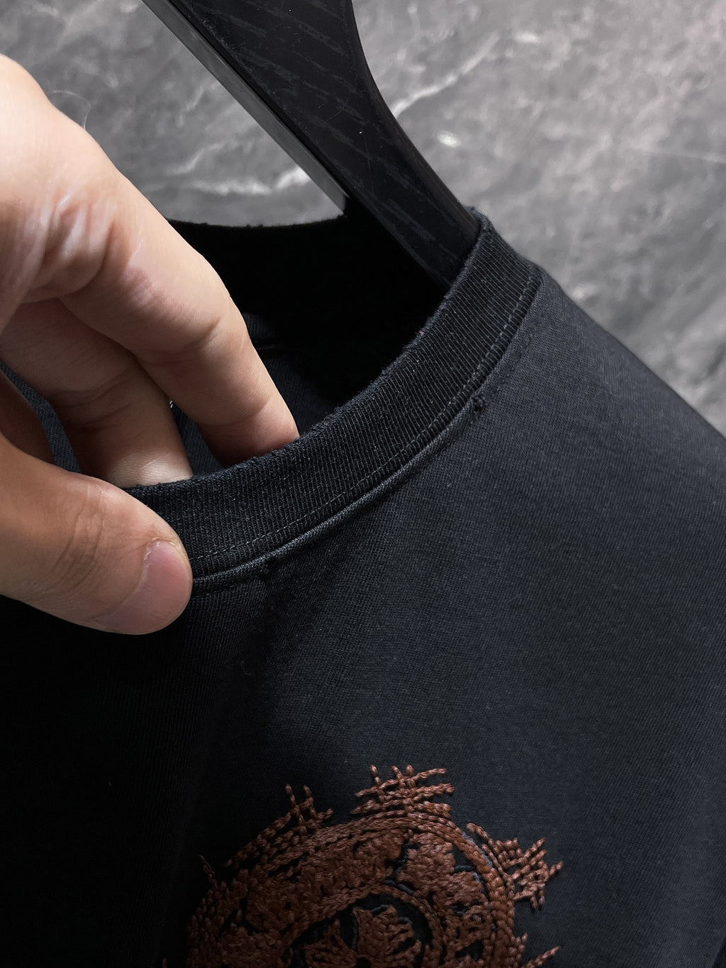 Brown Embroidered Horse Shoe Logo Black T-Shirt™