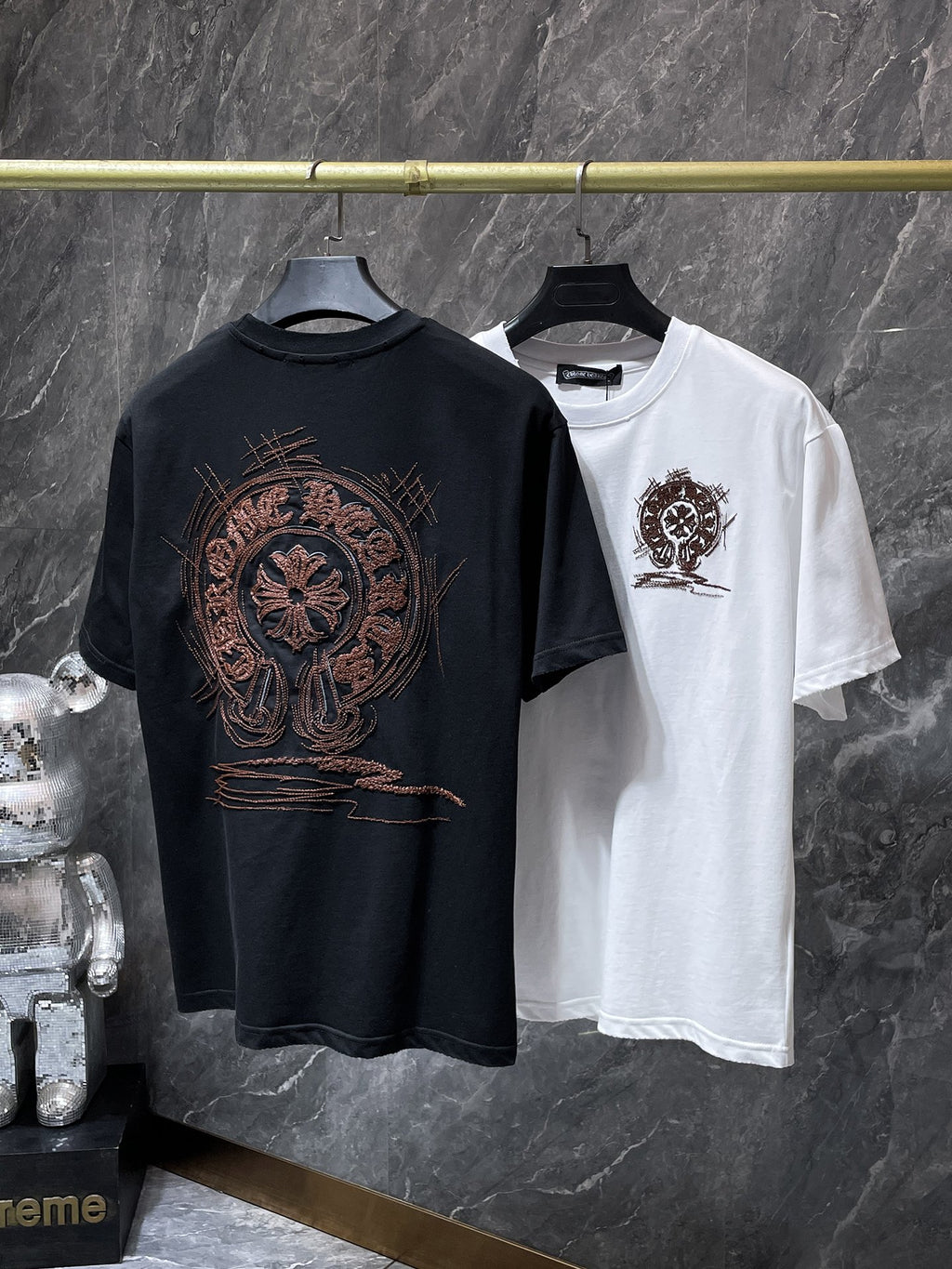 Brown Embroidered Horse Shoe Logo White T-Shirt™