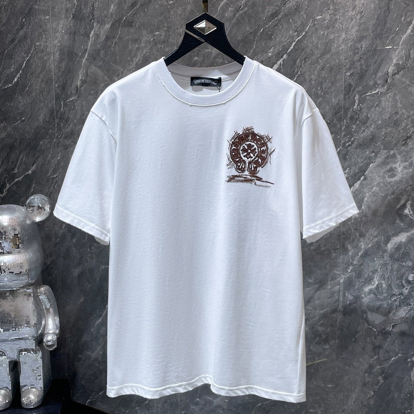 Brown Embroidered Horse Shoe Logo White T-Shirt™