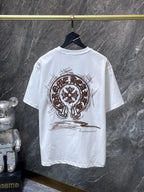 Brown Embroidered Horse Shoe Logo White T-Shirt™