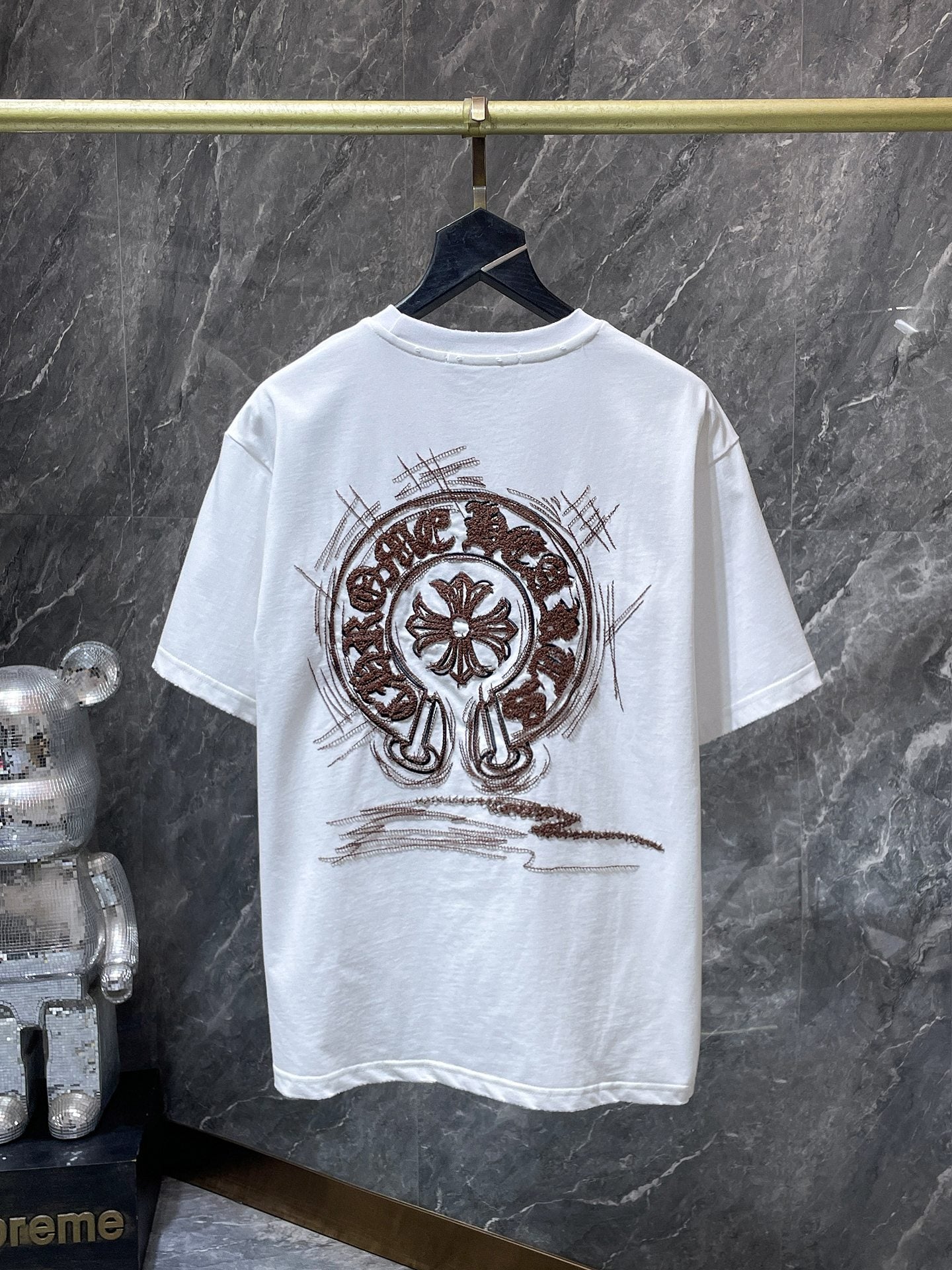 Brown Embroidered Horse Shoe Logo White T-Shirt™