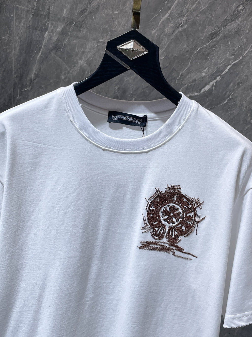 Brown Embroidered Horse Shoe Logo White T-Shirt™
