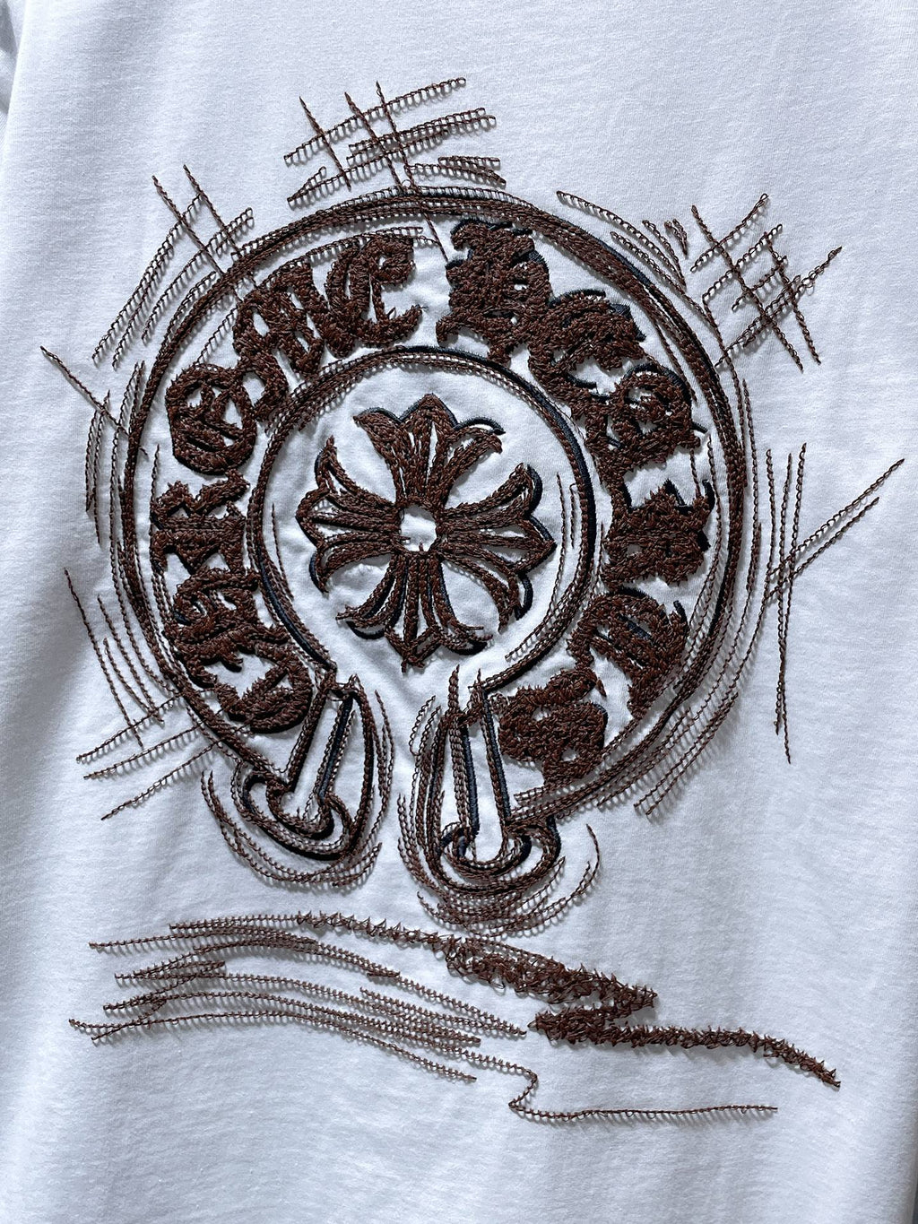 Brown Embroidered Horse Shoe Logo White T-Shirt™