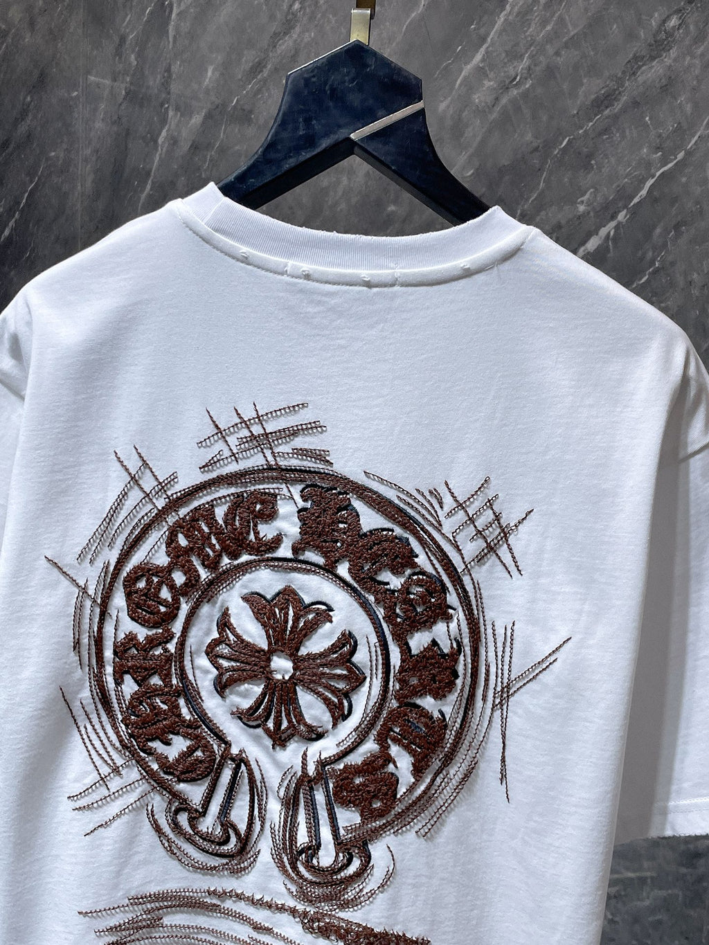 Brown Embroidered Horse Shoe Logo White T-Shirt™