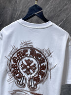 Brown Embroidered Horse Shoe Logo White T-Shirt™
