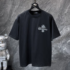 Grey Embroidered Logos Black T-Shirt™