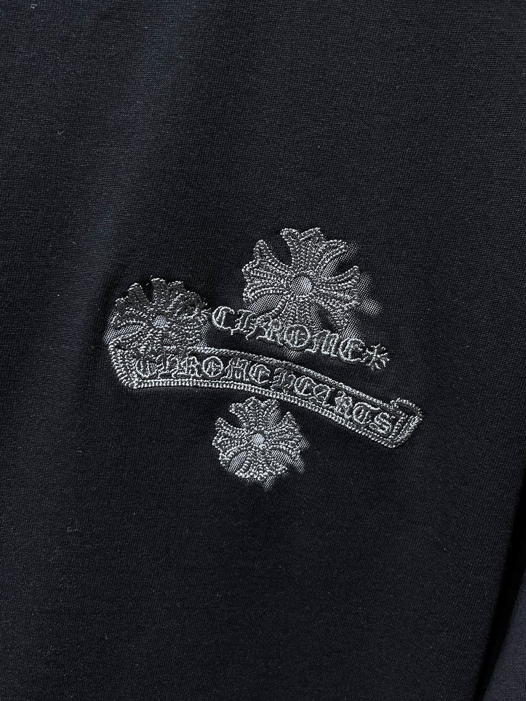 Grey Embroidered Logos Black T-Shirt™