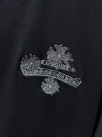 Grey Embroidered Logos Black T-Shirt™