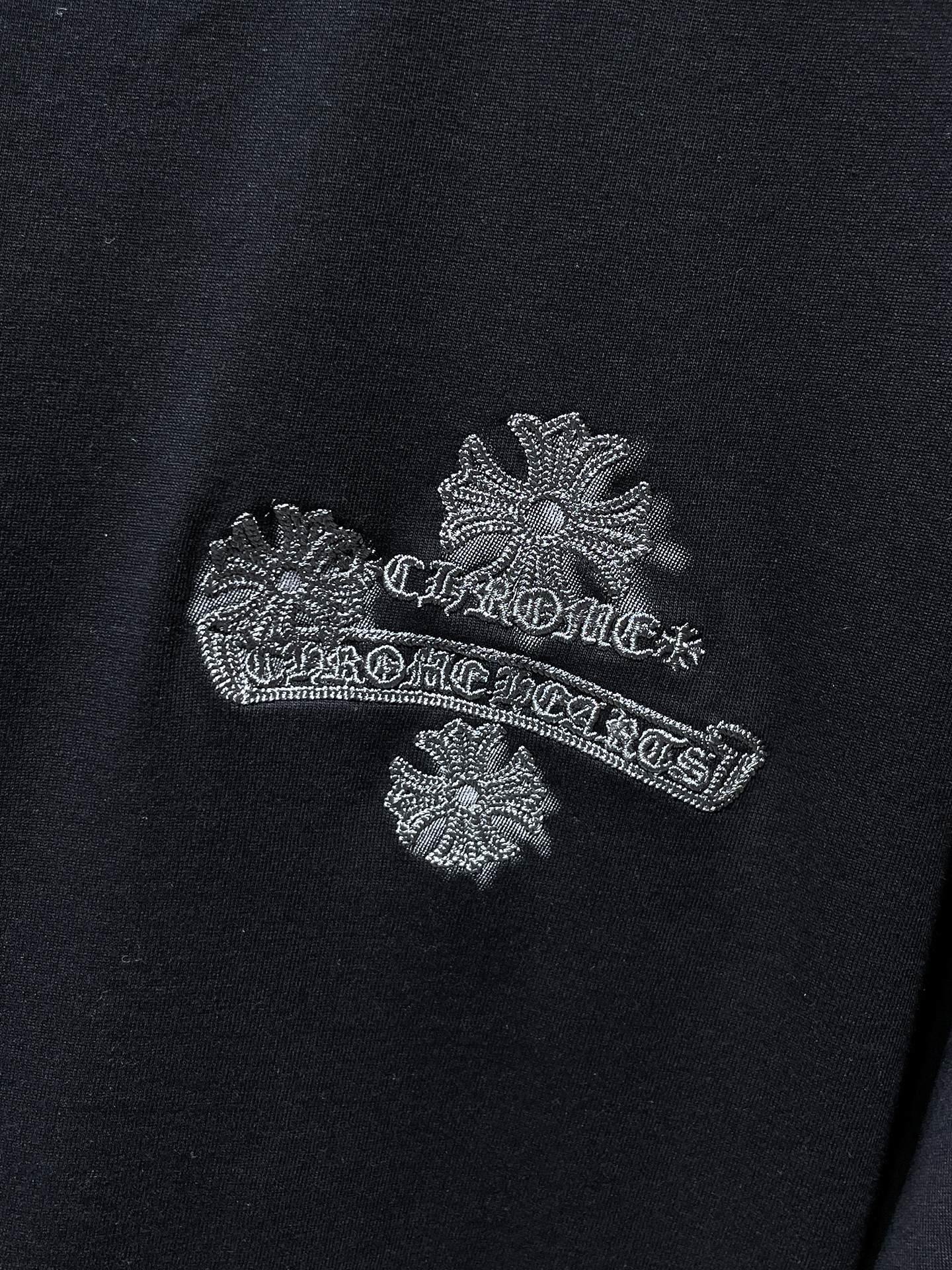 Grey Embroidered Logos Black T-Shirt™