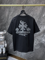 Grey Embroidered Logos Black T-Shirt™