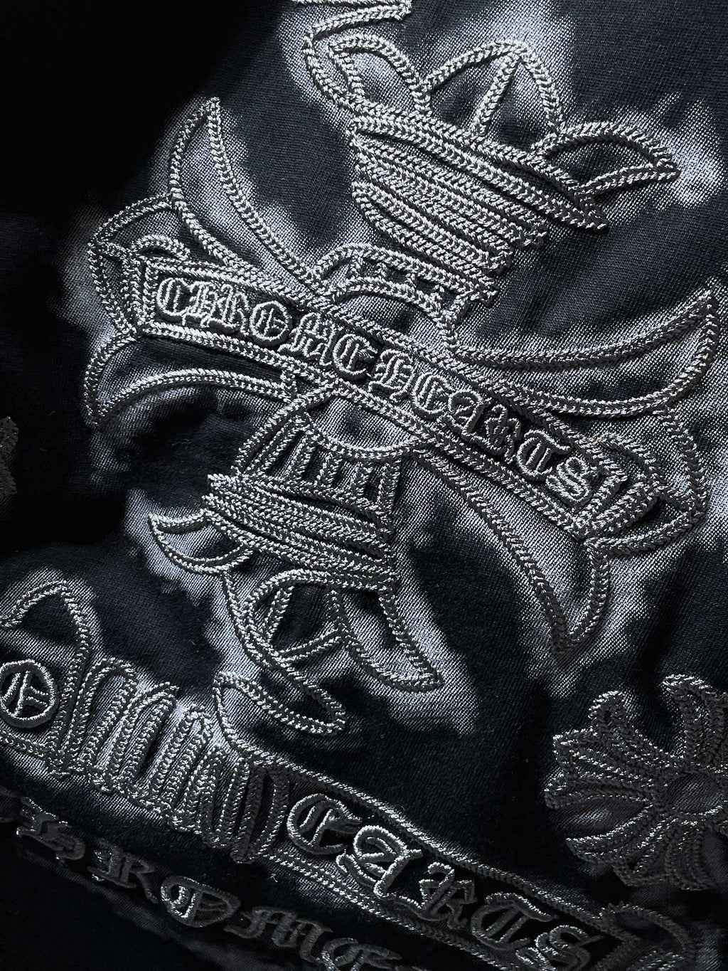 Grey Embroidered Logos Black T-Shirt™