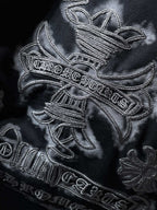 Grey Embroidered Logos Black T-Shirt™