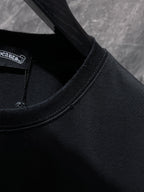 Grey Embroidered Logos Black T-Shirt™