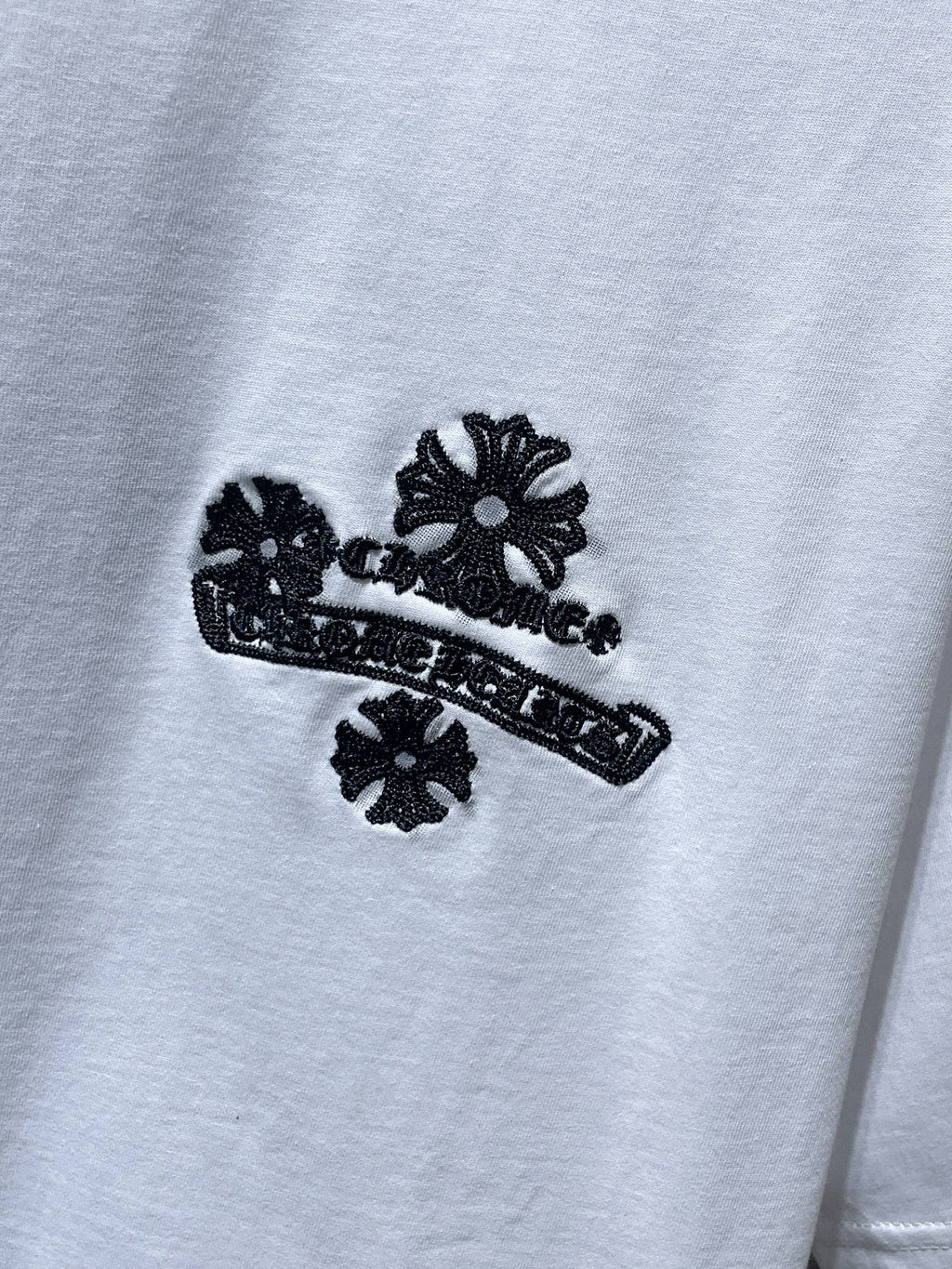Black Embroidered Logos White T-Shirt™