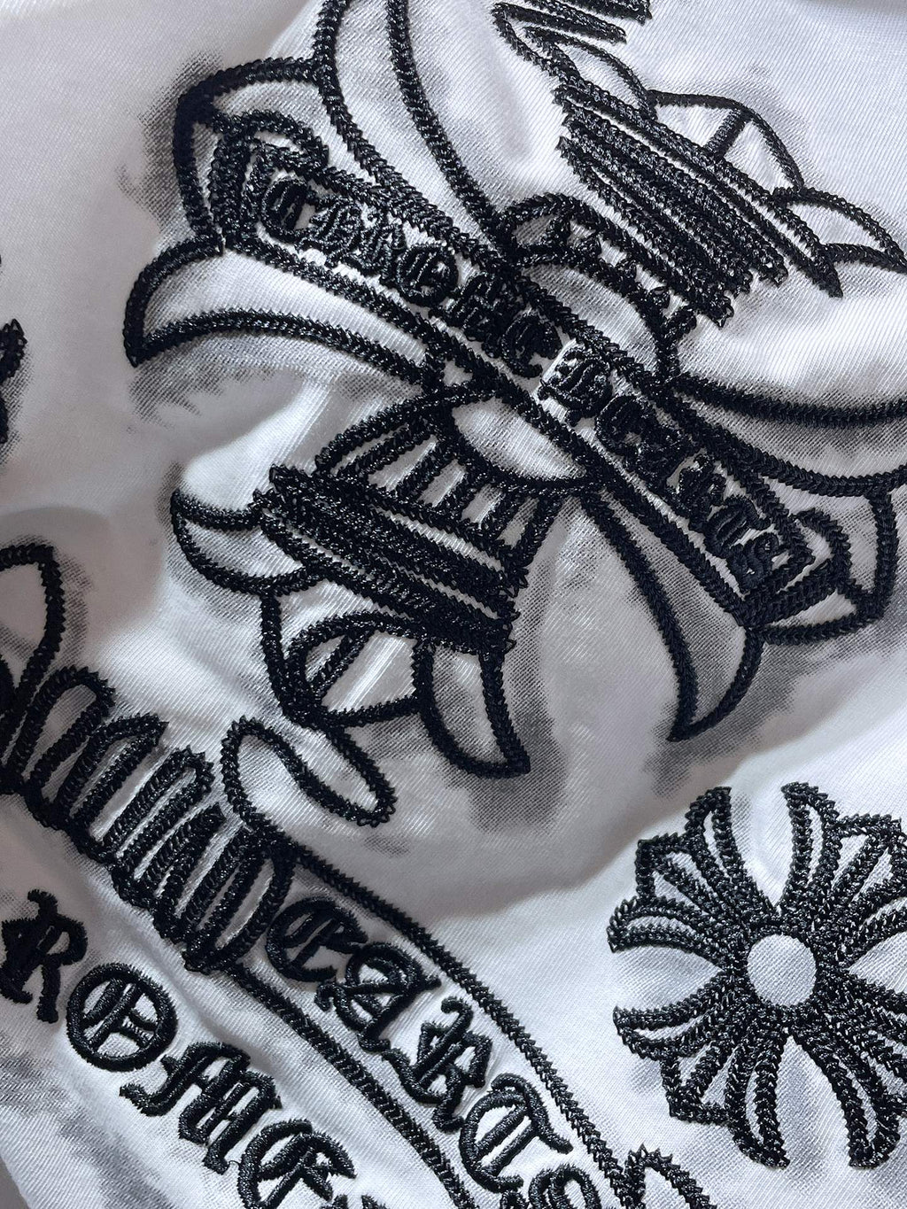 Black Embroidered Logos White T-Shirt™