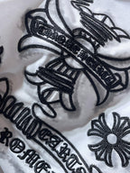 Black Embroidered Logos White T-Shirt™