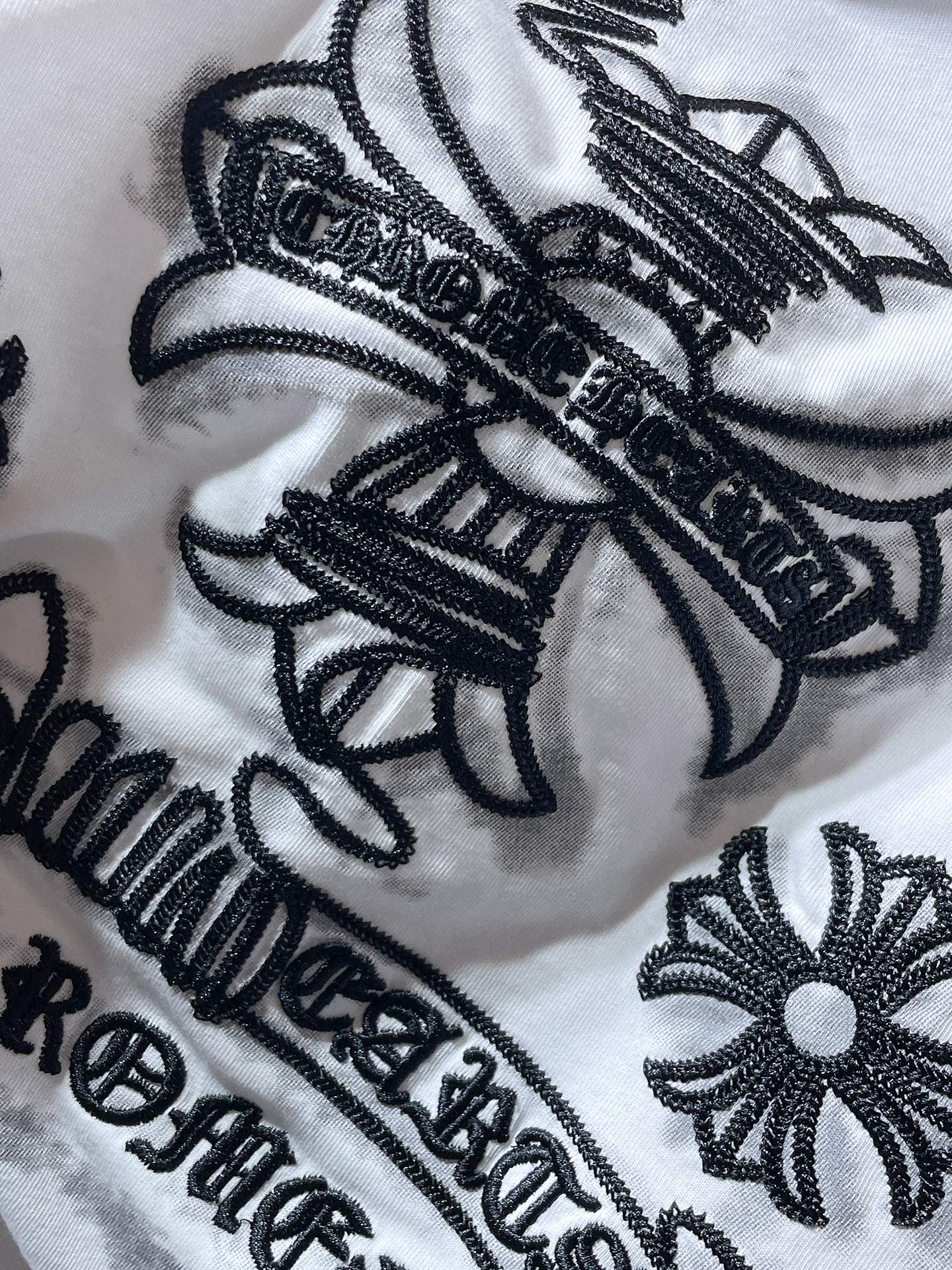 Black Embroidered Logos White T-Shirt™