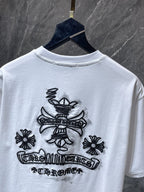 Black Embroidered Logos White T-Shirt™