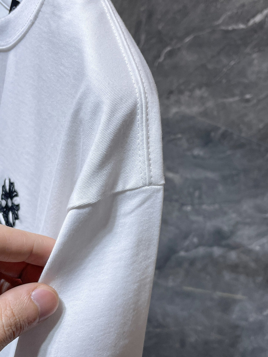 Black Embroidered Logos White T-Shirt™