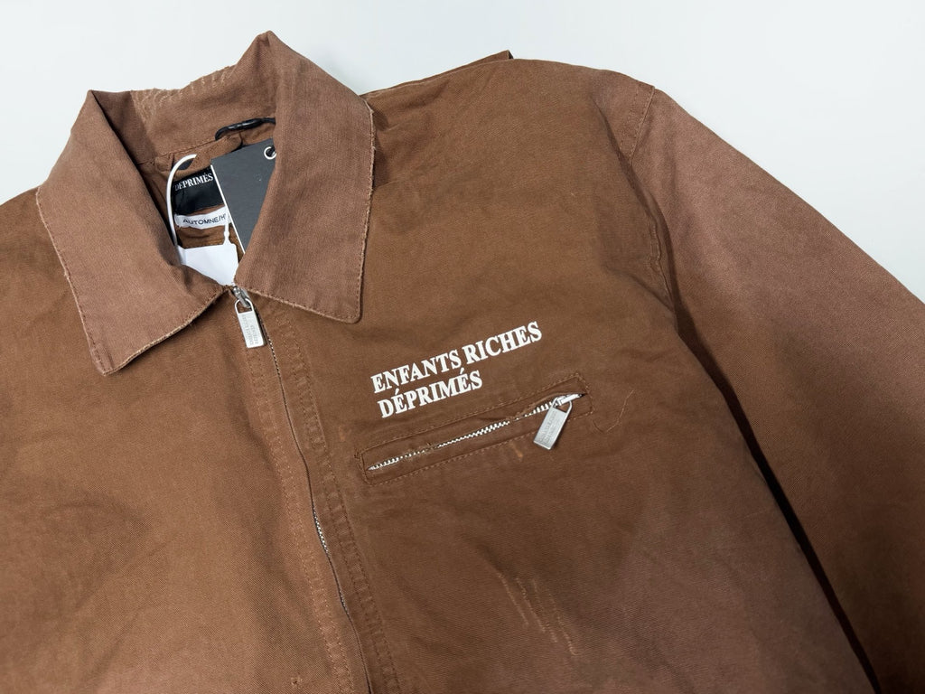ER* Distressed Cotton-Canvas Brown Trucker Jacket™