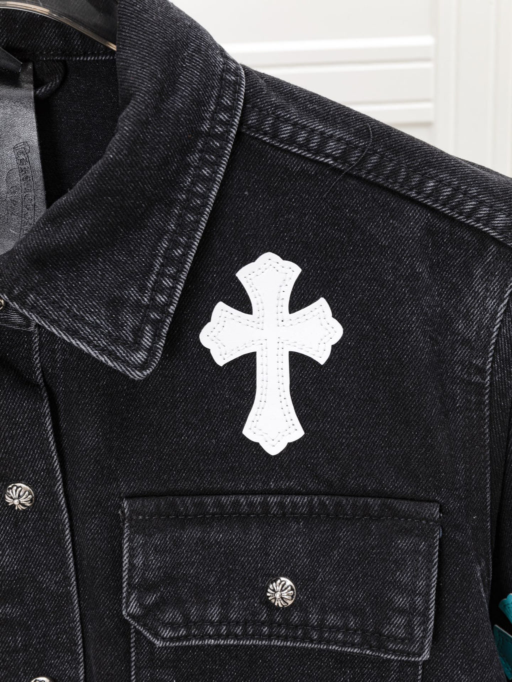 Multi Color Crosses Black Denim Jacket™
