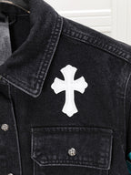Multi Color Crosses Black Denim Jacket™